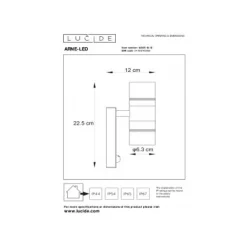 Lucide ARNE-LED - Wandspot Buiten - Ø 6,3 cm - LED - GU10 - 2x5W 2700K - IP44 - Mat chroom Hot