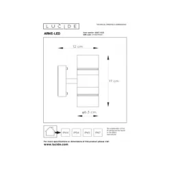 Lucide ARNE-LED Wandlicht 2xGU10/5W 2700K Zwart Outlet