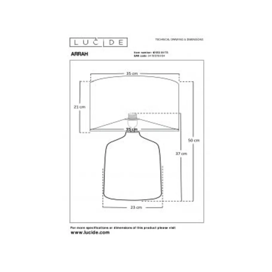 Lucide ARRAH Tafellamp-Nature.-1xE27-40W-Rotan New