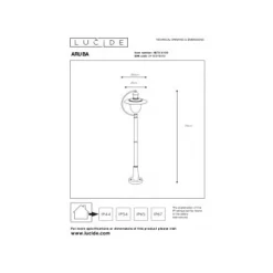 Lucide ARUBA - Lantaarnpaal Buiten - 1xE27 - IP44 - Zwart Best