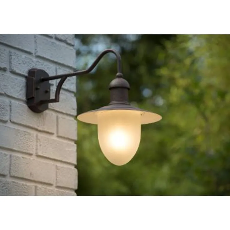 Lucide ARUBA - Wandlamp Buiten - Ø 25 cm - 1xE27 - IP44 - Roest bruin Outlet
