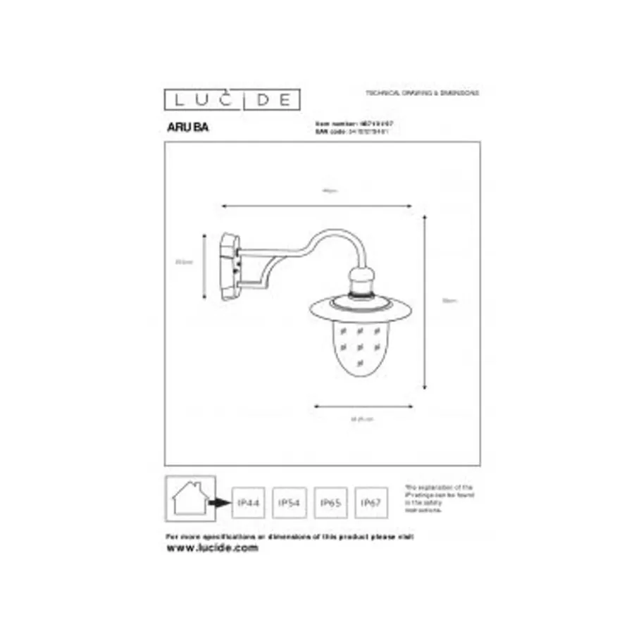 Lucide ARUBA - Wandlamp Buiten - Ø 25 cm - 1xE27 - IP44 - Roest bruin Clearance