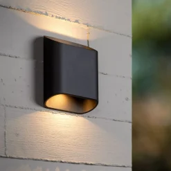 Lucide ATILA - Wandlamp Binnen/Buiten - LED Dimb. - 2x5W 2700K - IP65 - Zwart Outlet