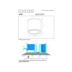 Lucide AVEN Plafondspot Rond Badkamer Gu10/50W Zwart Sale