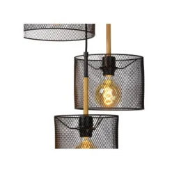 Lucide BASKETT Hanglamp 3xE27/40W Zwart/Hout Sale