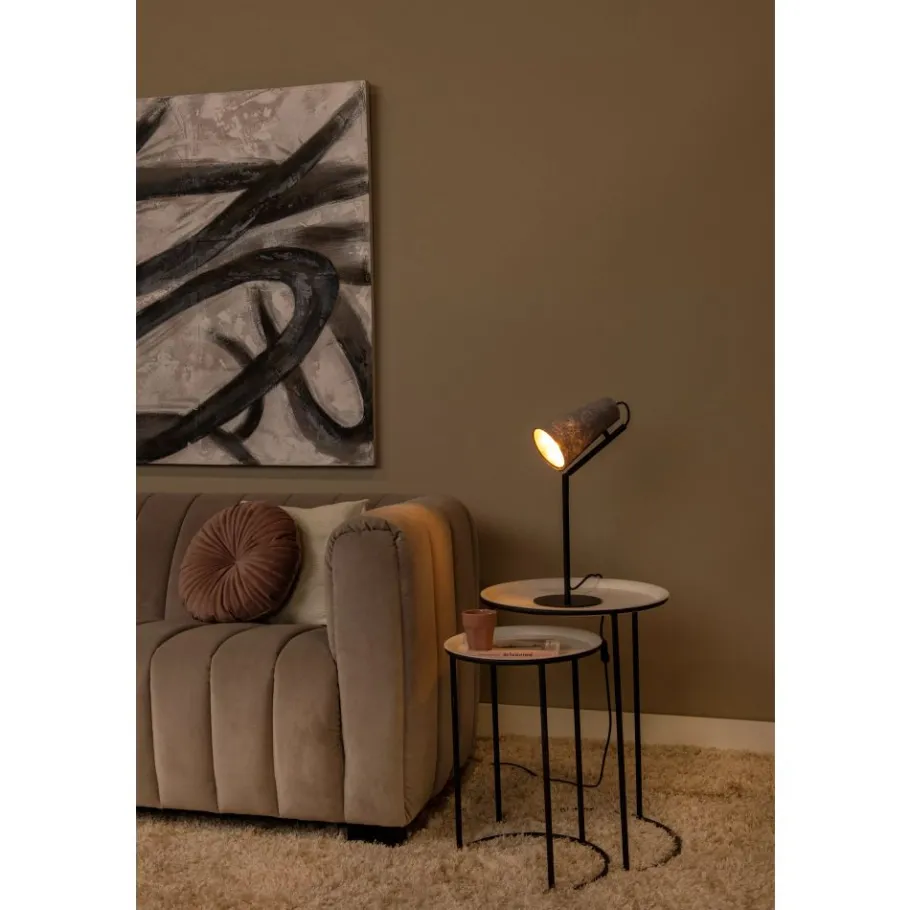 Lucide BENSEN Tafellamp-Grijs-1xE27-40W-Vilt