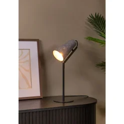 Lucide BENSEN Tafellamp-Grijs-1xE27-40W-Vilt