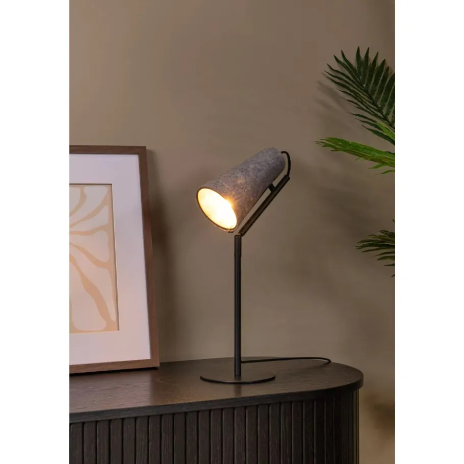 Lucide BENSEN Tafellamp-Grijs-1xE27-40W-Vilt