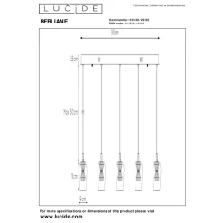 Lucide BERLIANE - Hanglamp - LED Dimb. - 5x4W 2700K - Met vervangbare LED-module - Transparant Online