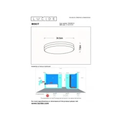 Lucide BISKIT Plafonnière Badk.-Wit-Ø34,5-LED-24W-2700K Best