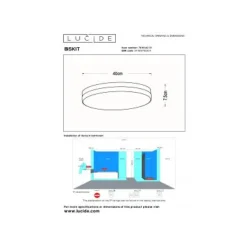 Lucide BISKIT Plafonnière Badk.-Wit-Ø40-LED-36W-2700K