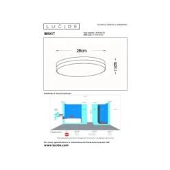 Lucide BISKIT Plafonnière Badk.-Zwart-Ø28-LED-18W-2700K Online