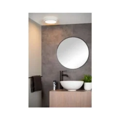 Lucide BRICE-LED - Plafonnière Badkamer - Ø 24 cm - LED Dimb. - 1x15W 3000K - IP44 - Wit Outlet