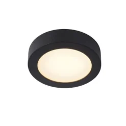 Lucide BRICE-LED - Plafonnière Badkamer - Ø 18 cm - LED Dimb. - 1x11W 3000K - IP44 - Zwart Outlet