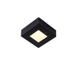 Lucide BRICE-LED - Plafonnière Badkamer - LED Dimb. - 1x8W 3000K - IP44 - Zwart Outlet