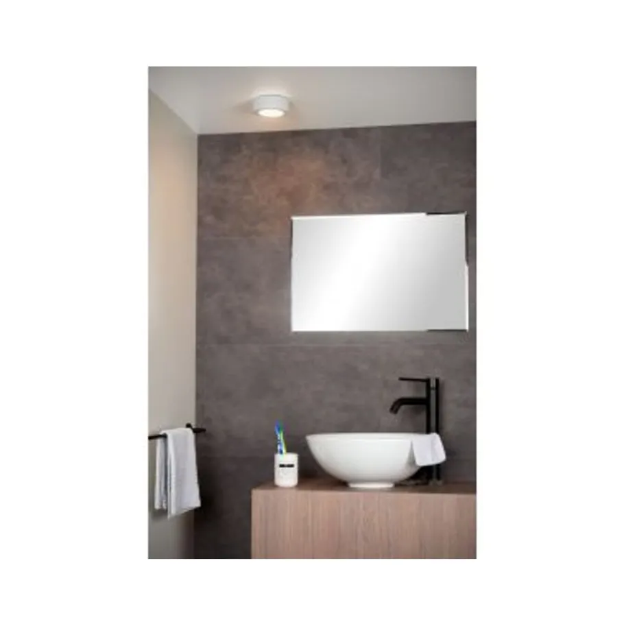 Lucide BRICE-LED - Plafonnière Badkamer - Ø 11,7 cm - LED Dimb. - 1x8W 3000K - IP44 - Wit New