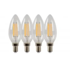 Lucide C35 - Filament lamp - Ø 3,5 cm - LED Dimb. - E14 - 4x4W 2700K - Transparant - Set van 4 New