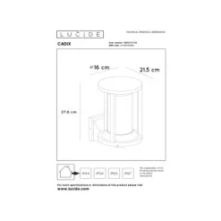 Lucide CADIX - Wandlamp Buiten - 1xE27 - IP65 - Zwart Best