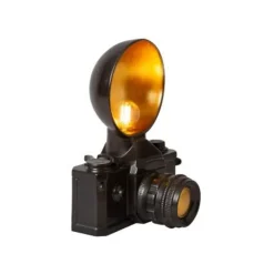 Lucide CAMERA. Tafellamp-Zwart-1xE14-25W-Kunsts. Hot