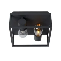 Lucide CARLYN - Plafonnière Badkamer - 2xE14 - IP54 - Zwart Sale