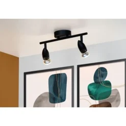 Lucide CARO Plafondspot-Zwart-2xGU10-5W-Metaal New