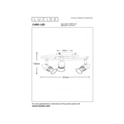 Lucide CARO-LED - Plafondspot - Ø 31 cm - LED - GU10 - 3x5W 2700K - Mat chroom Clearance