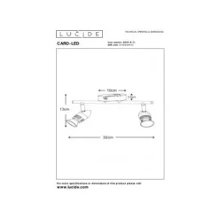 Lucide CARO-LED - Plafondspot - LED - GU10 - 2x5W 2700K - Wit Hot