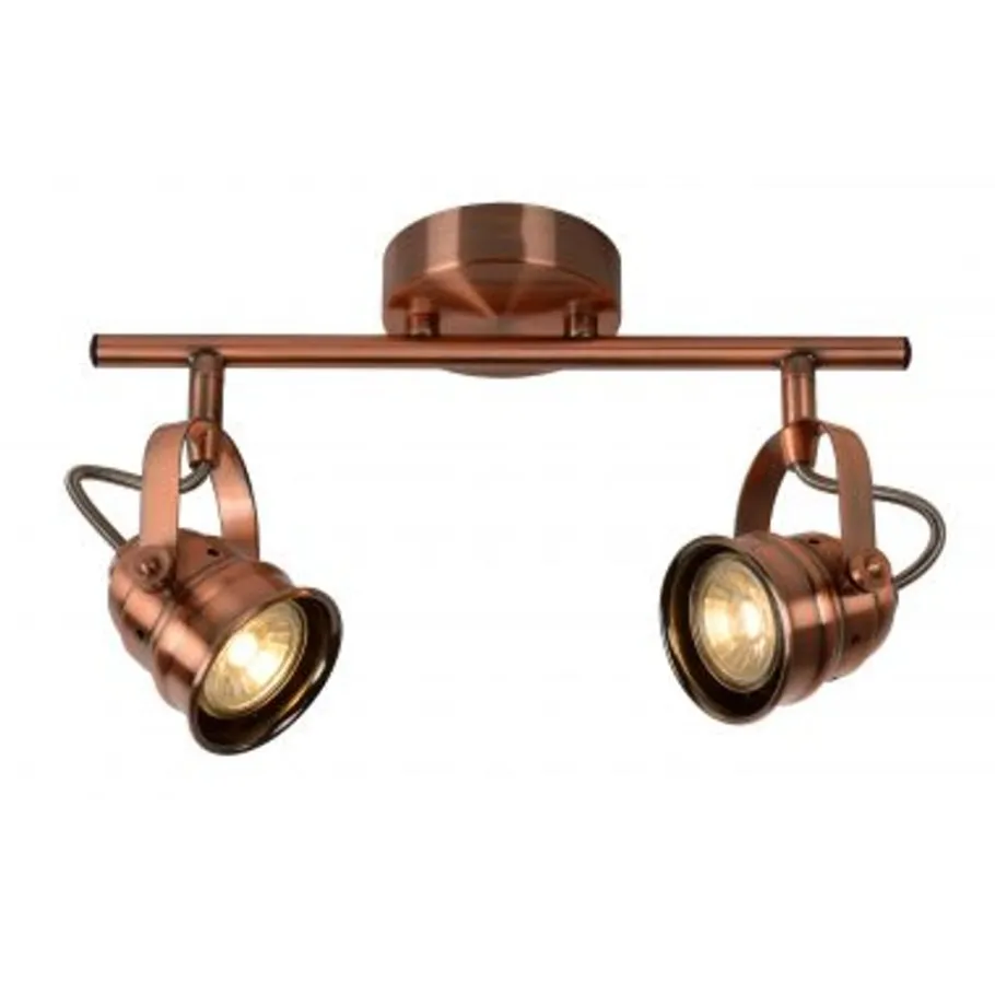 Lucide CIGAL - Plafondspot - Ø 9 cm - LED - GU10 - 2x5W 2700K - Koper Outlet