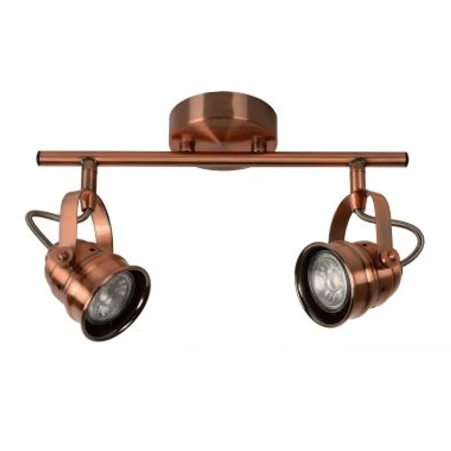 Lucide CIGAL - Plafondspot - Ø 9 cm - LED - GU10 - 2x5W 2700K - Koper Outlet