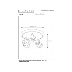 Lucide CIGAL - Plafondspot - Ø 27 cm - LED - GU10 - 3x5W 2700K - Koper Online