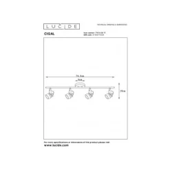 Lucide CIGAL - Plafondspot - Ø 9 cm - LED - GU10 - 4x5W 2700K - Koper Clearance