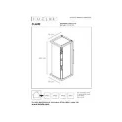 Lucide CLAIRE - Wandlamp Buiten - 2xE27 - IP54 - Antraciet Online