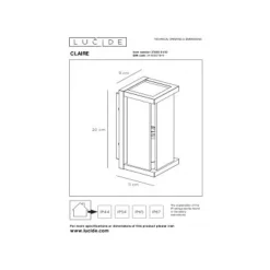 Lucide CLAIRE MINI - Wandlamp Buiten - 1xE27 - IP54 - Antraciet New