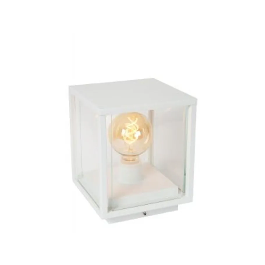Lucide CLAIRE Sokkellamp Buiten-Wit-1xE27-15W-IP54-Glas New