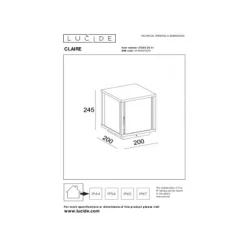 Lucide CLAIRE Sokkellamp Buiten-Wit-1xE27-15W-IP54-Glas New