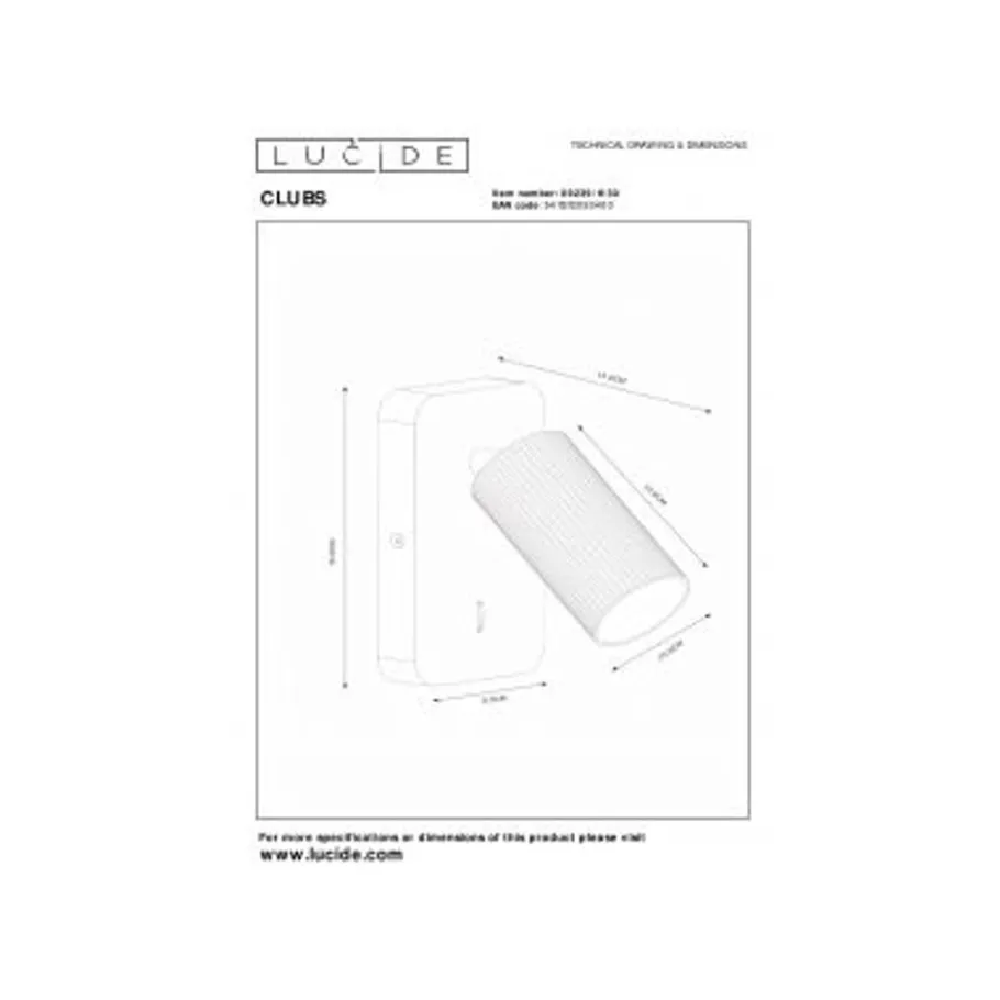 Lucide CLUBS Bedlamp-Zwart-1xGU10-40W-Alumin. Discount