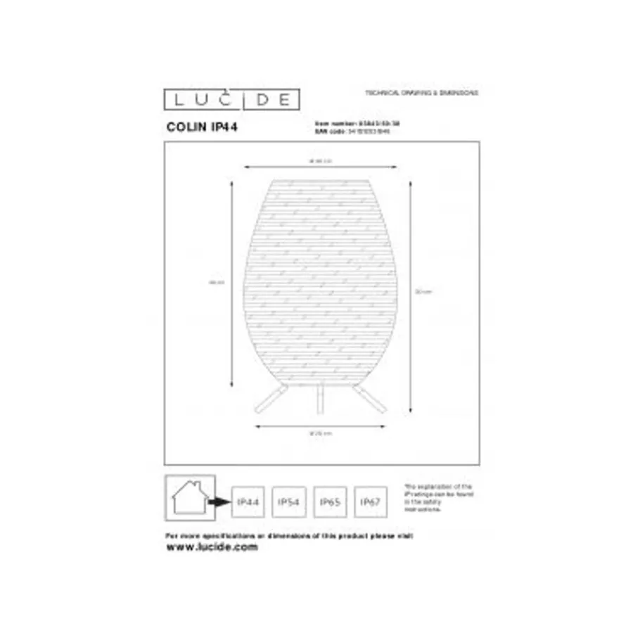 Lucide COLIN IP. Tafellamp Buiten-Zwart-LED Dimb.-3W Sale