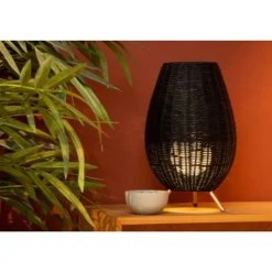 Lucide COLIN Tafellamp-Zwart-Ø22-1xG9-3W-Rotan Hot