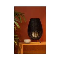 Lucide COLIN Tafellamp-Zwart-Ø22-1xG9-3W-Rotan Hot