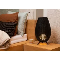 Lucide COLIN Tafellamp-Zwart-Ø30-1xG9-3W-Rotan Hot