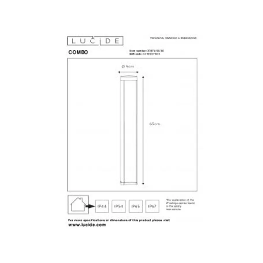 Lucide COMBO - Sokkellamp Buiten - Ø 9 cm - LED - 1x9W 3000K - IP54 - Zwart Online