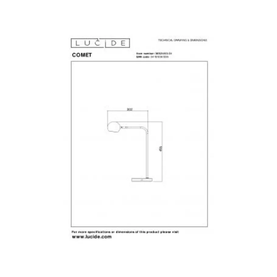 Lucide COMET Tafellamp-Wit-LED Dimb.-3W-2700K-3 StepDim