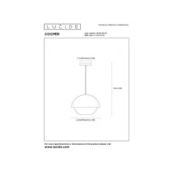 Lucide COOPER - Hanglamp - Ø 30 cm - 1xE27 - Mat Goud / Messing Best