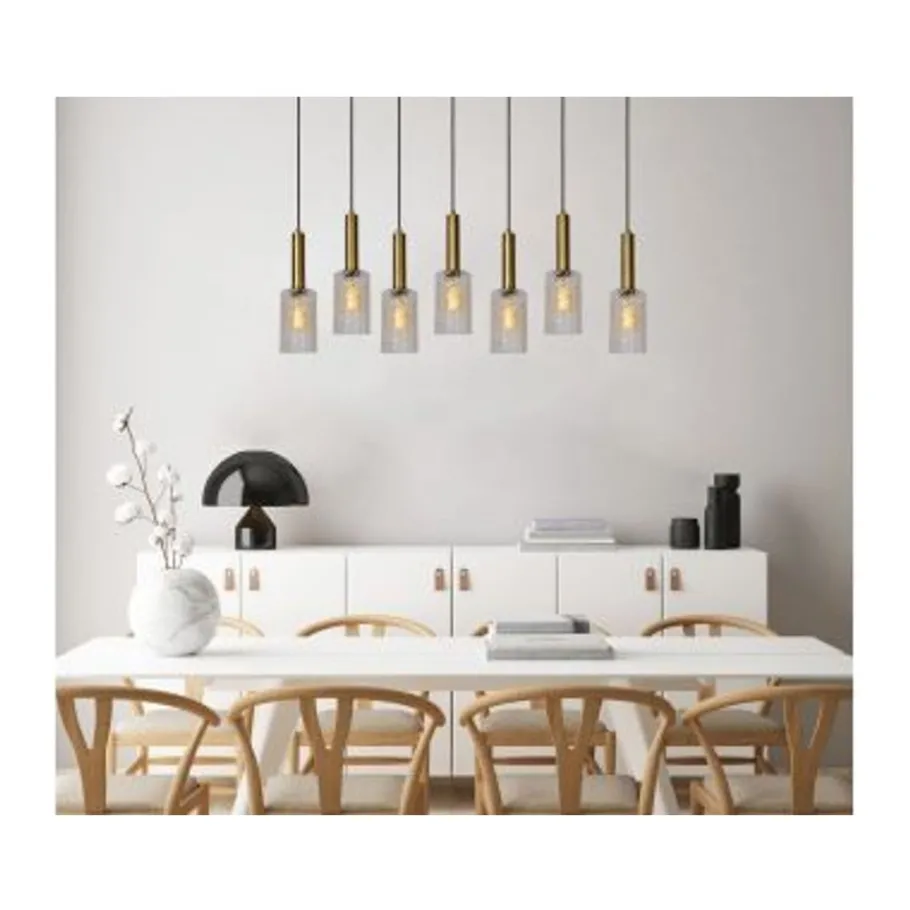 Lucide CORALIE Hanglamp-Transp.-7xE27-40W-Glas New