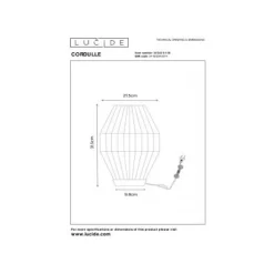 Lucide CORDULLE Tafellamp-Grijs-1xE27-40W-Papier Best