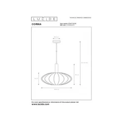 Lucide CORINA Hanglamp-Beige-Ø50-1xE27-40W-Polyes. Outlet