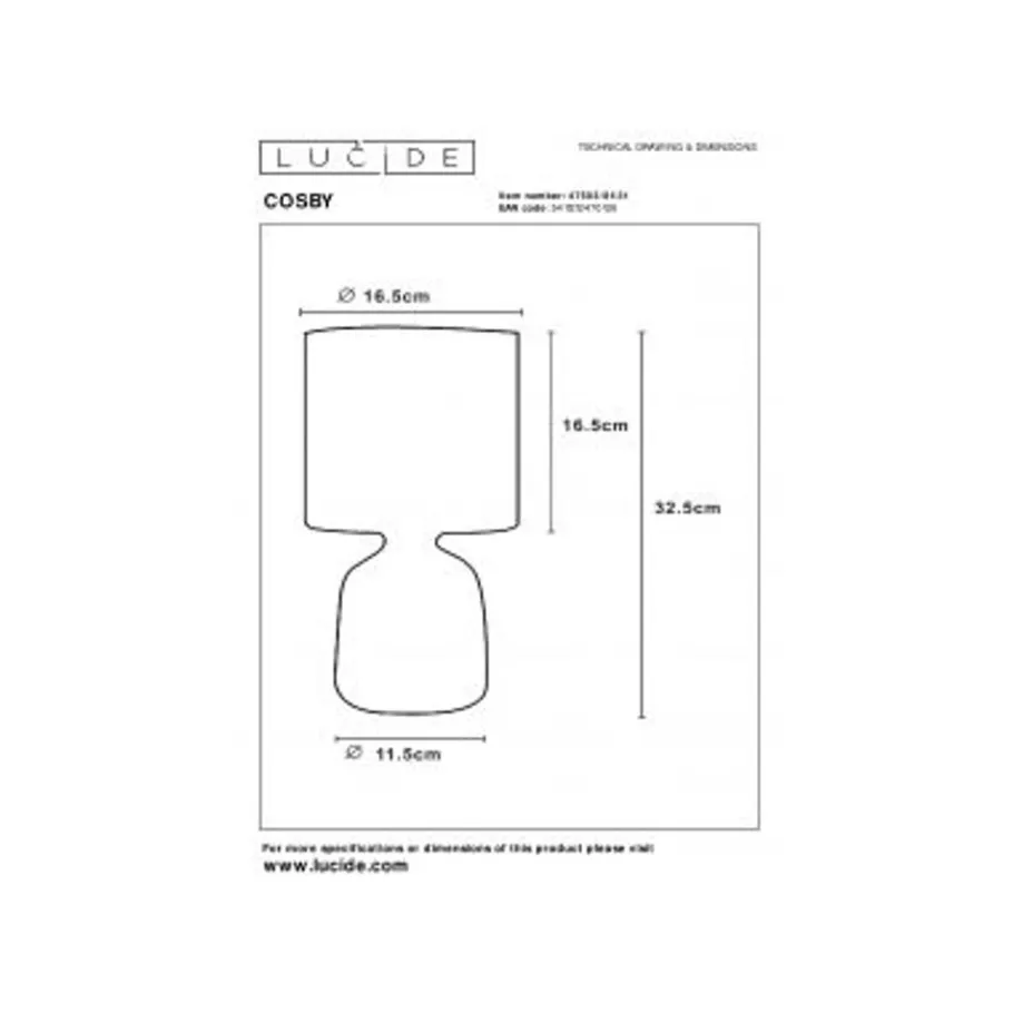 Lucide COSBY - Tafellamp - Ø 16,5 cm - 1xE14 - Wit Best