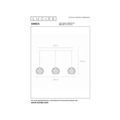 Lucide DANZA Hanglamp-Mat Go.-3xE27-40W-Metaal New