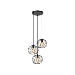Lucide DANZA Hanglamp-Zwart-Ø50-3xE27-40W-Metaal Sale