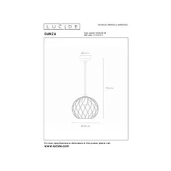 Lucide DANZA Hanglamp-Zwart-Ø25-1xE27-40W-Metaal Online